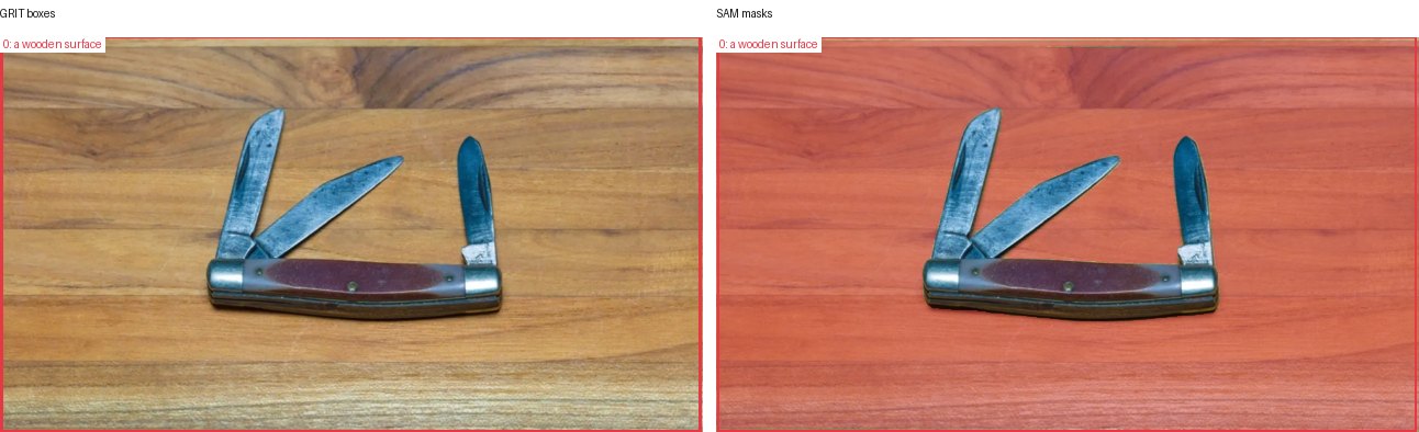 GRIT boxes and SAM masks