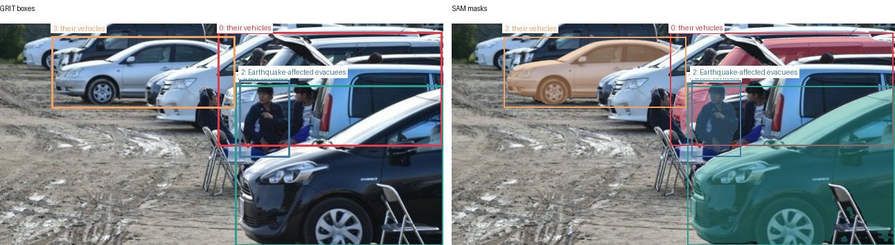 GRIT boxes and SAM masks