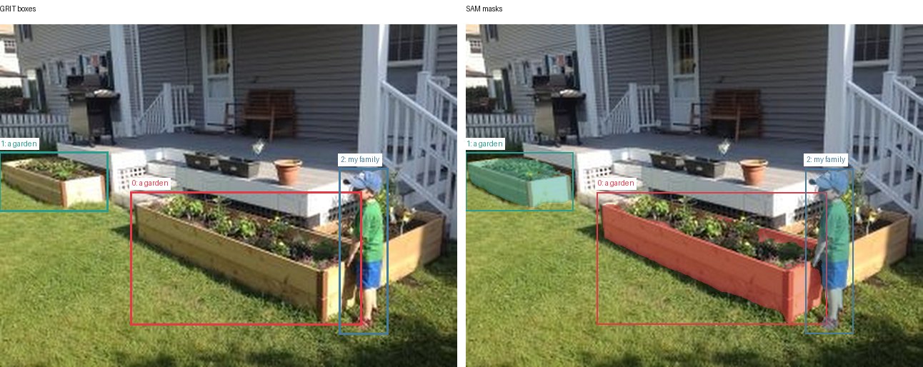 GRIT boxes and SAM masks
