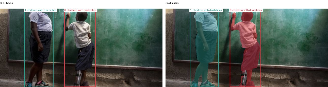 GRIT boxes and SAM masks