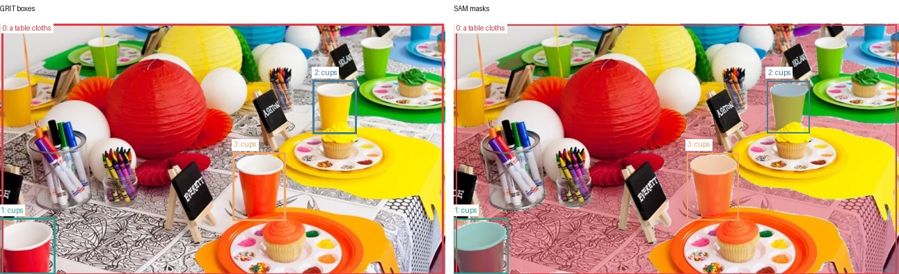 GRIT boxes and SAM masks