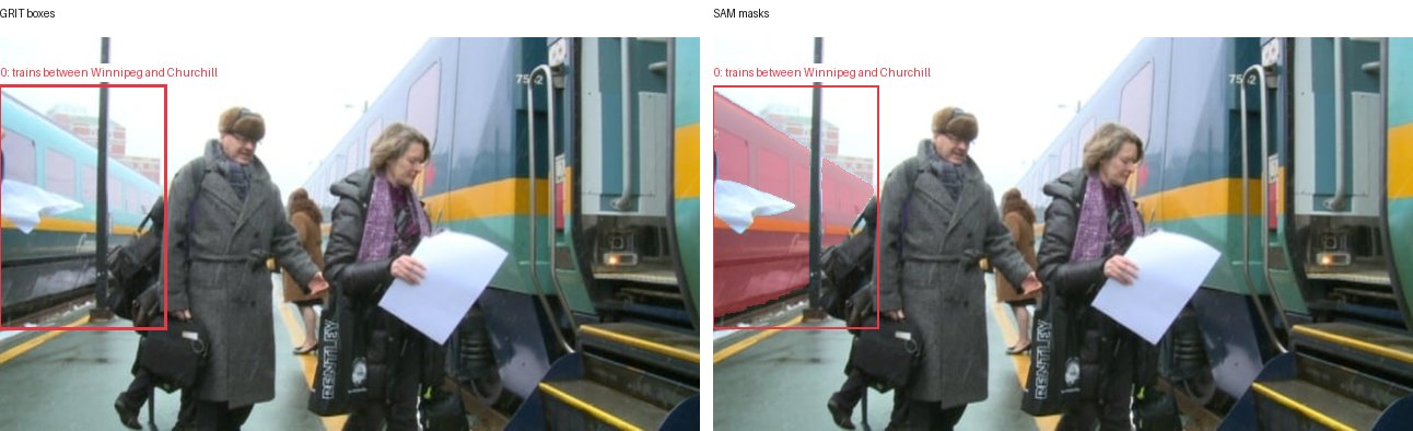 GRIT boxes and SAM masks