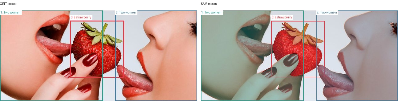 GRIT boxes and SAM masks
