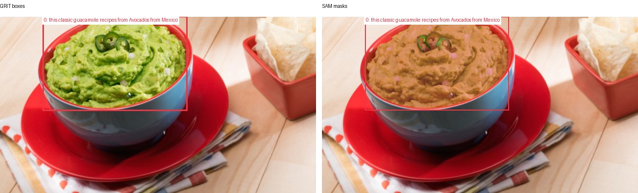 GRIT boxes and SAM masks
