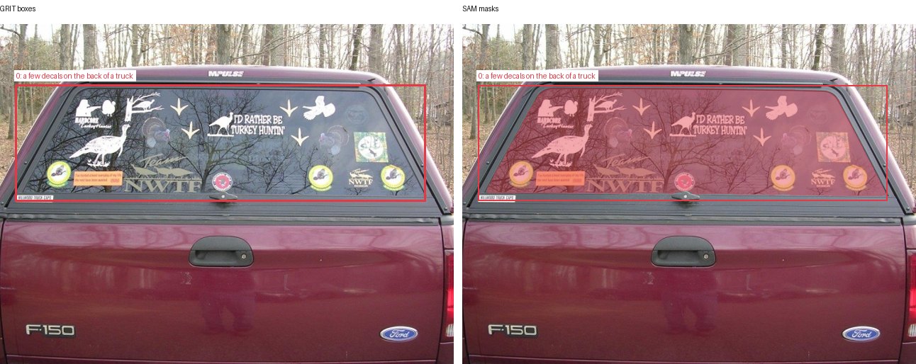 GRIT boxes and SAM masks