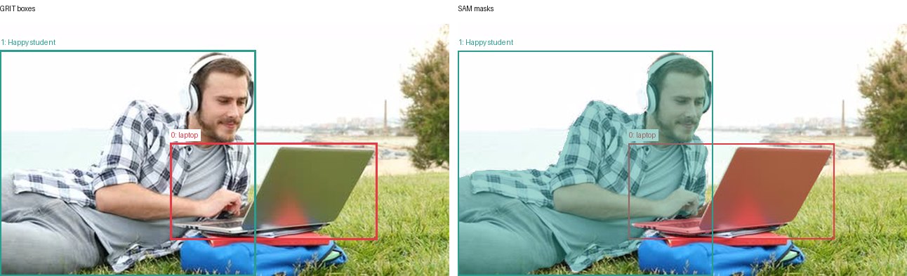 GRIT boxes and SAM masks