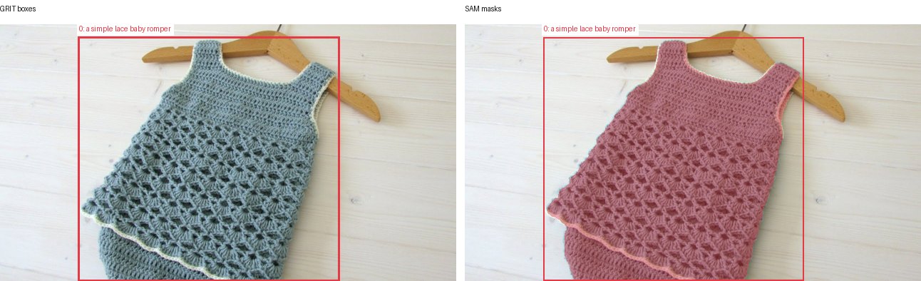 GRIT boxes and SAM masks