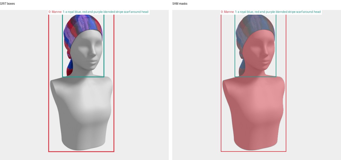 GRIT boxes and SAM masks