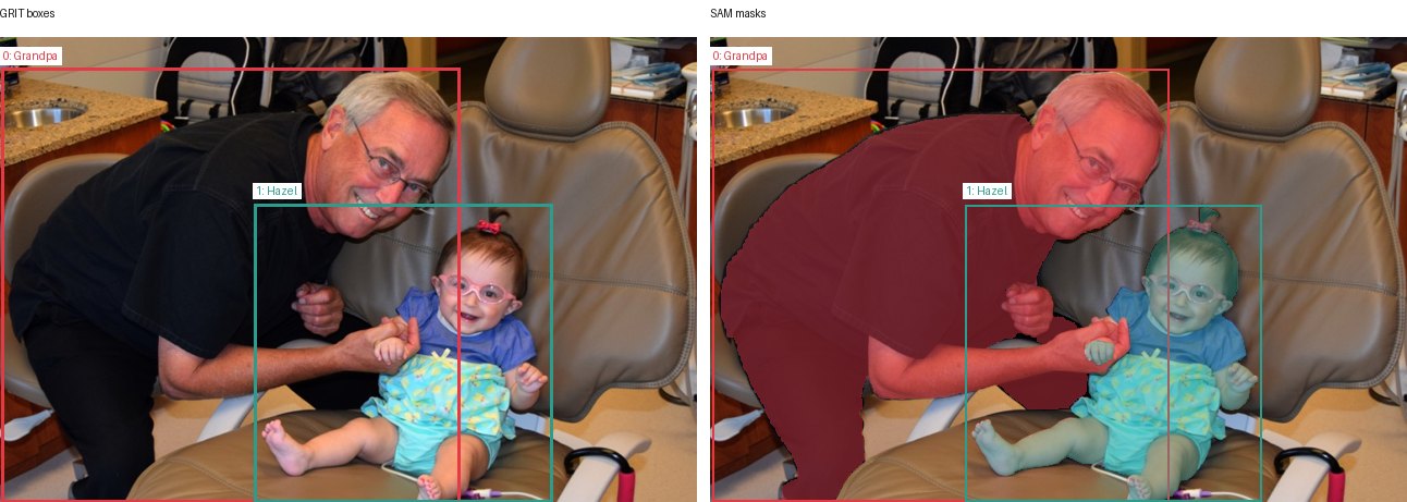 GRIT boxes and SAM masks