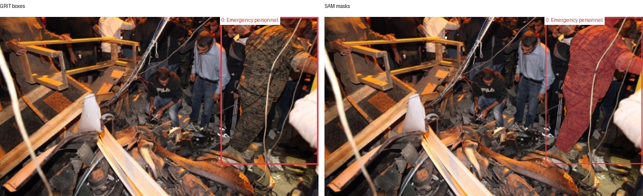 GRIT boxes and SAM masks