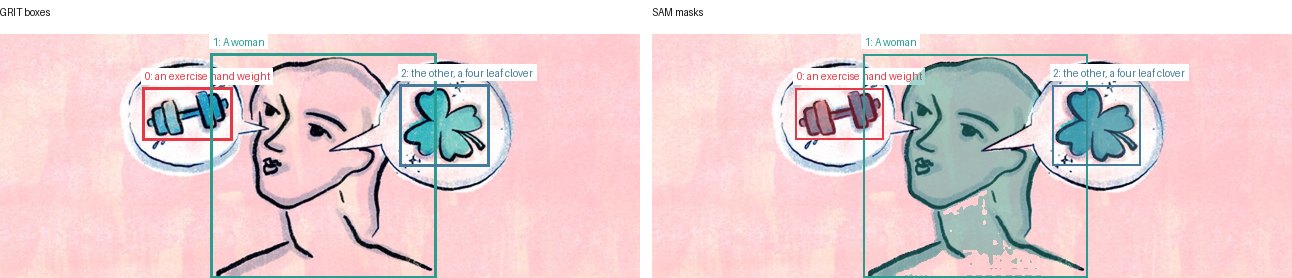 GRIT boxes and SAM masks