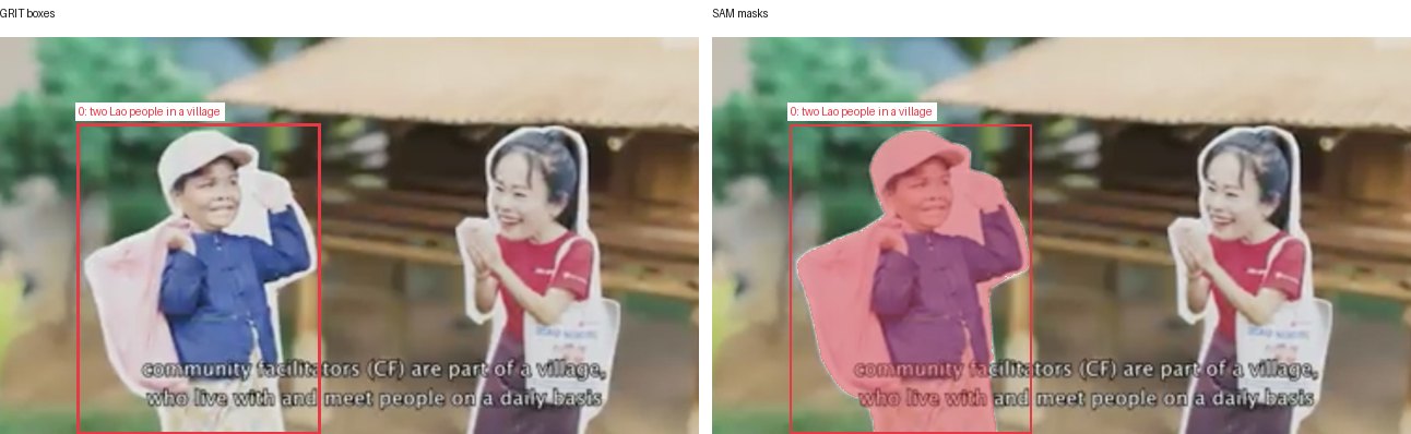GRIT boxes and SAM masks