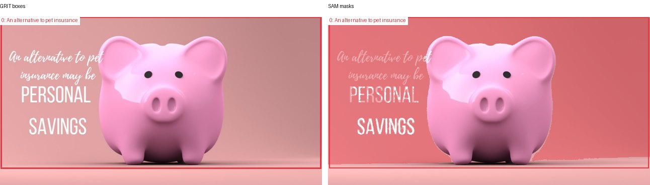 GRIT boxes and SAM masks