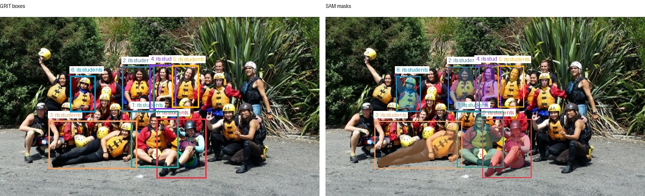 GRIT boxes and SAM masks