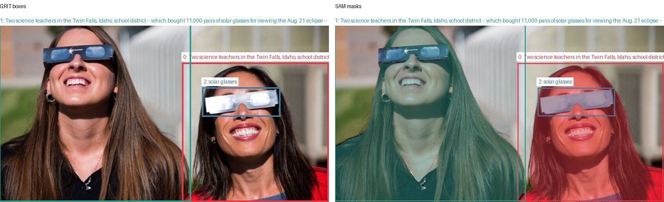 GRIT boxes and SAM masks