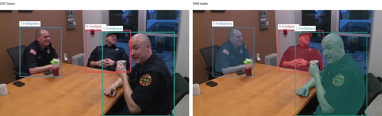 GRIT boxes and SAM masks
