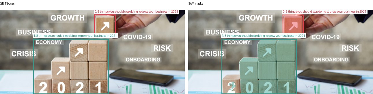 GRIT boxes and SAM masks