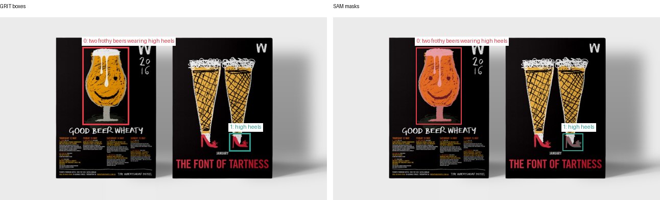 GRIT boxes and SAM masks