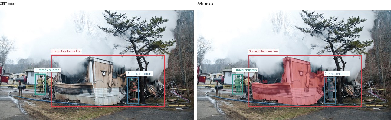 GRIT boxes and SAM masks
