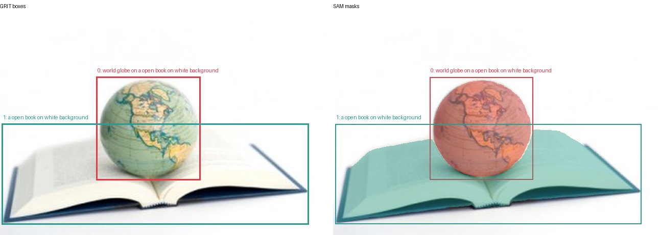 GRIT boxes and SAM masks