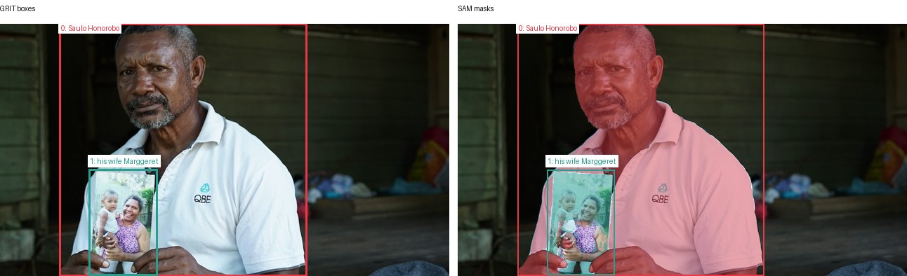 GRIT boxes and SAM masks