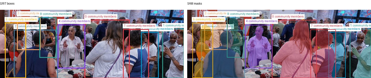 GRIT boxes and SAM masks
