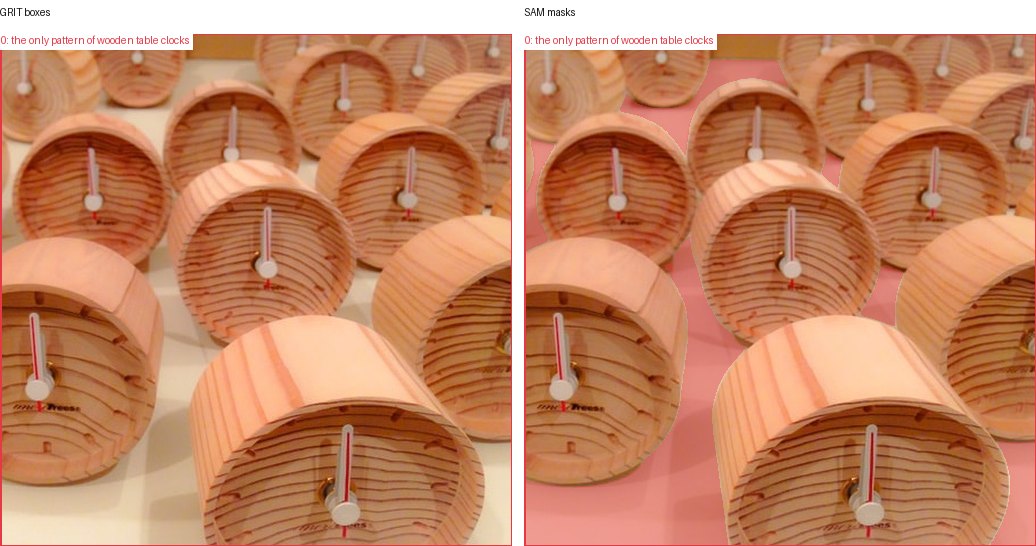 GRIT boxes and SAM masks
