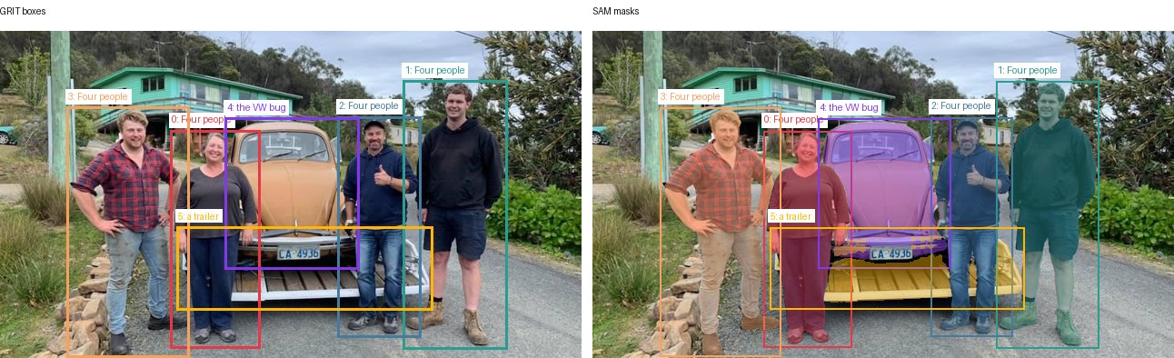 GRIT boxes and SAM masks