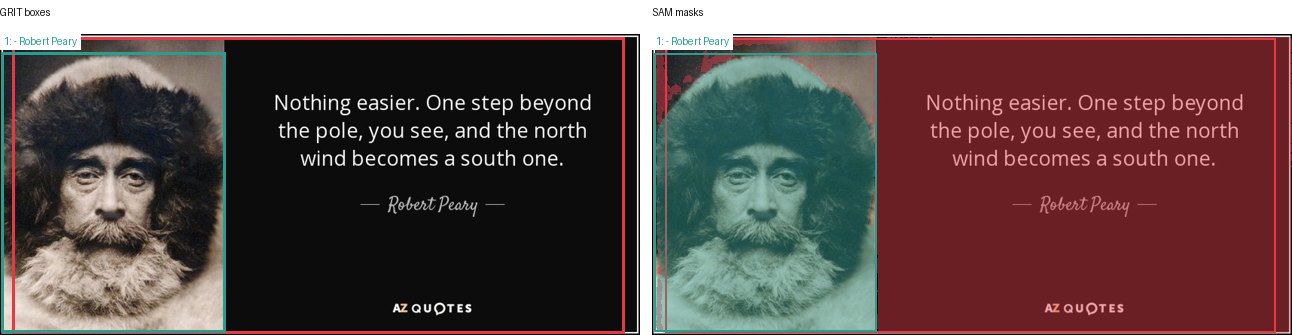 GRIT boxes and SAM masks